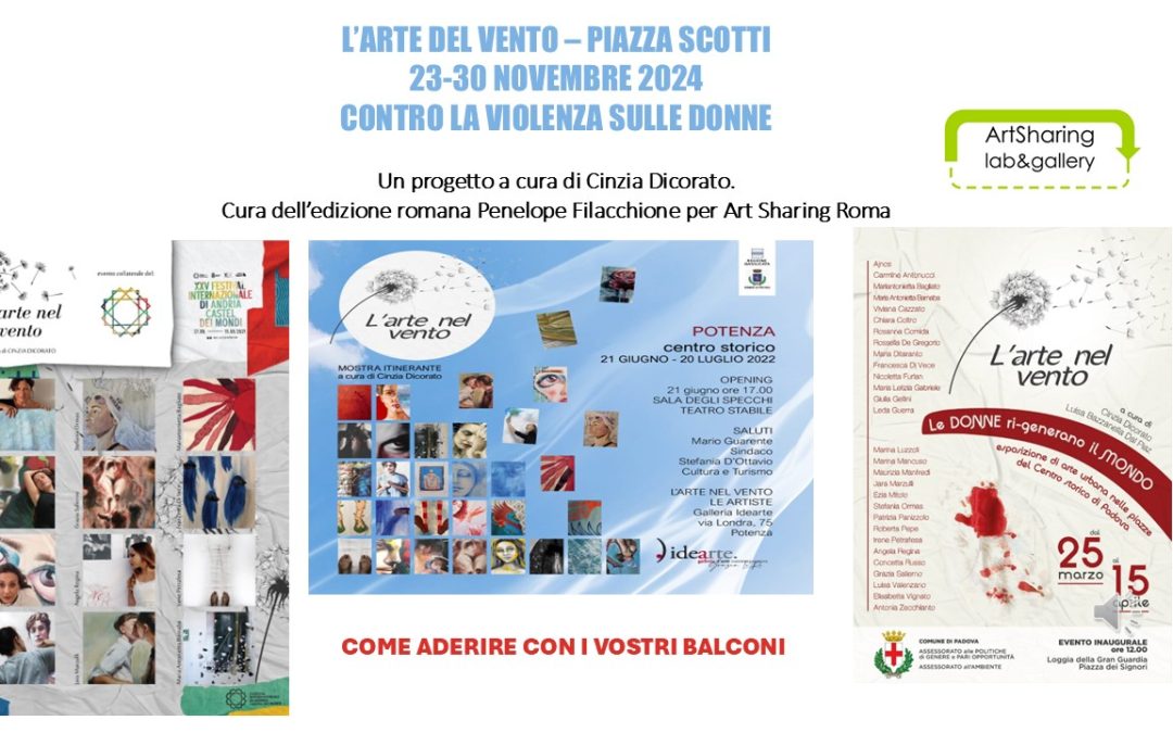 L’arte nel vento: 30 artiste a piazza Scotti contro la violenza sulle donne.