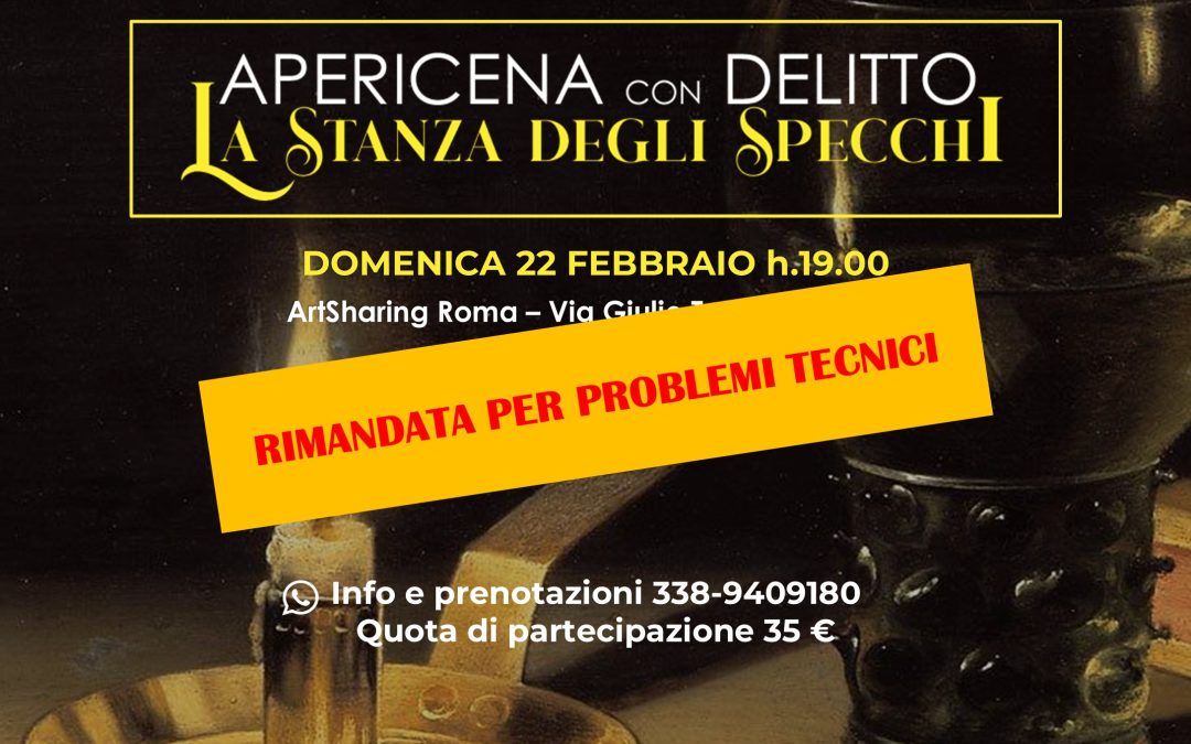 Apericena con delitto. La stanza degli specchi. Domenica 22 febbraio 2026 ore 19.00